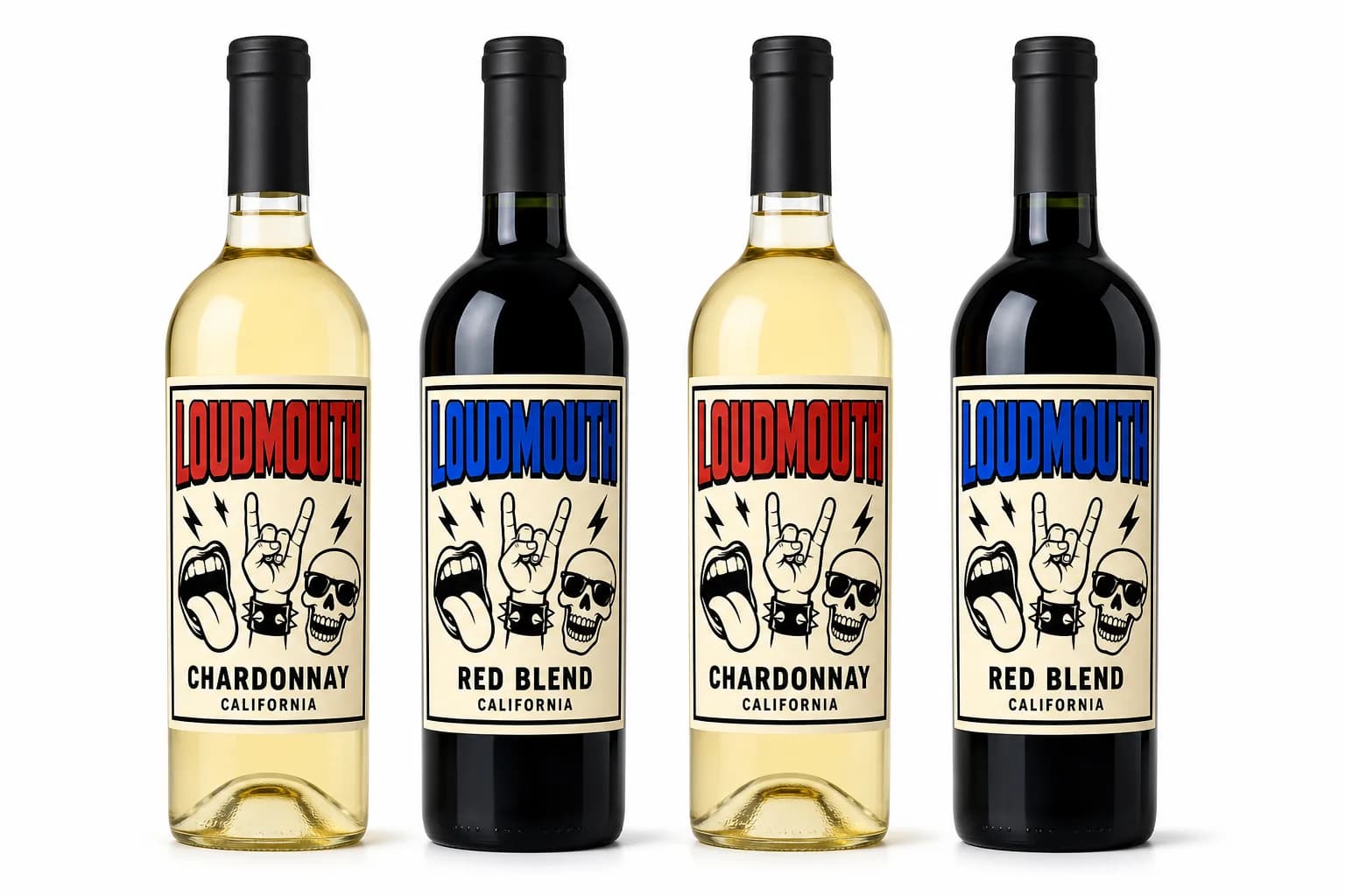 The full LOUDMOUTH four-bottle lineup